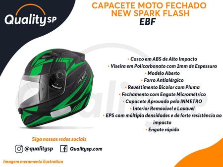 Imagem de Capacete moto new spark flash tamanho 60/preto fosco/verde 1189060f10