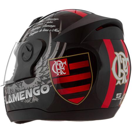 Imagem de Capacete Moto Oficial Flamengo Preto Brilhante Pro Tork