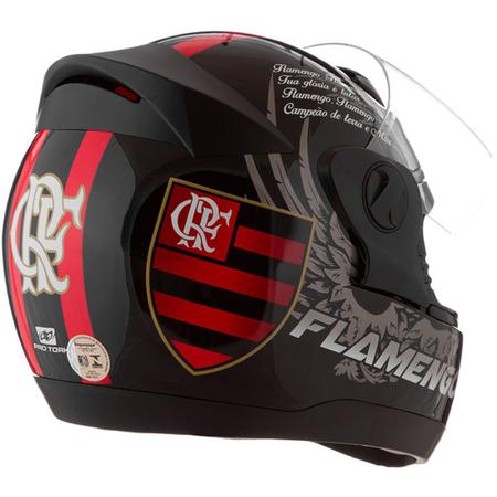 Imagem de Capacete Moto Oficial Flamengo Preto Brilhante Pro Tork
