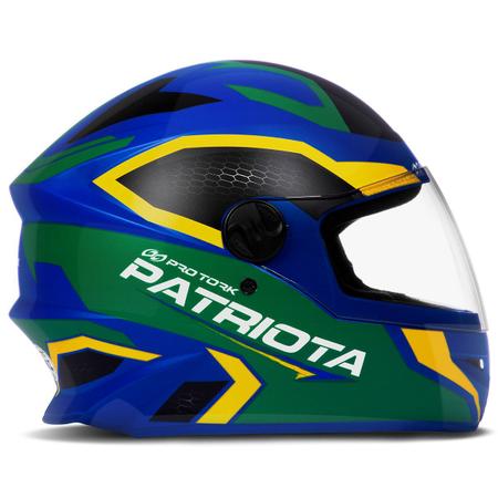 Imagem de Capacete Moto Patriota Fechado Integral Pro Tork R8 Azul e Verde Masculino Feminino
