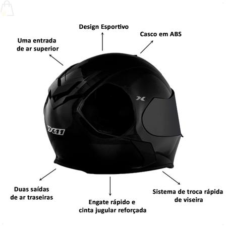 Imagem de Capacete Moto X11 Revo Pro All Black Com Viseira Extra