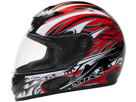 Imagem de Capacete MX Cobra Plus Mixs Preto e Vermelho Tamanho 58