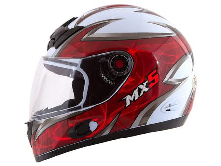 Imagem de Capacete MX5 Blade Mixs Branco e Vermelho Tam. 58