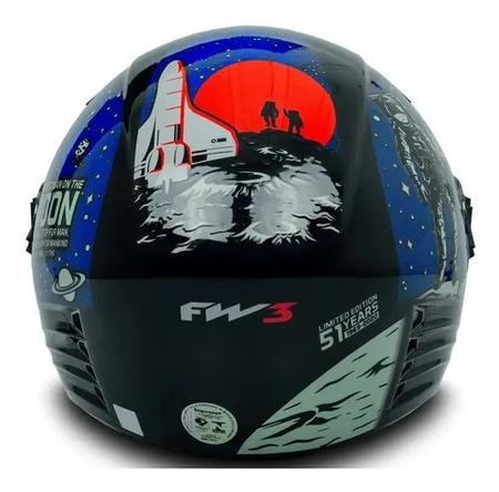 Imagem de Capacete P Moto Xopen Astronauta Preto Azul Brilha Escuro 58