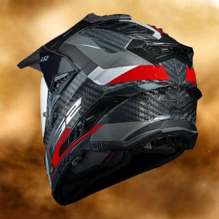 Imagem de Capacete Para Moto Carbono Ls2 Explorer Mx701 Titanium/red N58M - Masculino - Feminino - Cross - Trilha - motoqueiro - motociclista