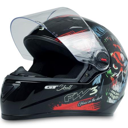 Imagem de Capacete Para Moto Gt Skull Caveira C/ Narigueira e Viseira Cristal Fumê Diversos Tamanhos e Cores