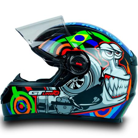 Imagem de Capacete Para Moto Integral Fw3 Gt Casco Em ABS Resistente Estampa Turbo Caracol Preto Tamanho 58