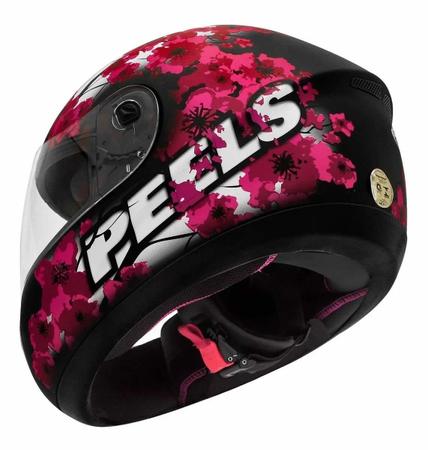 Imagem de Capacete peels spike blossom preto fosco magenta