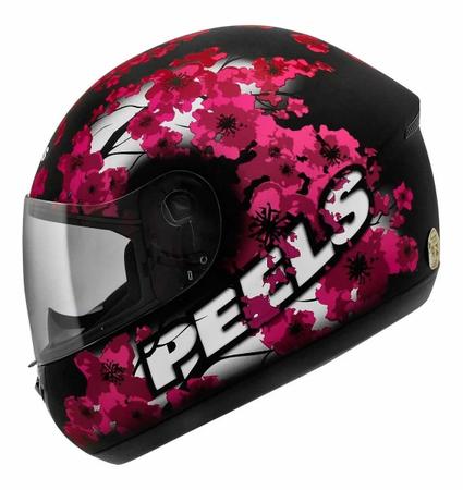 Imagem de Capacete peels spike blossom preto fosco magenta