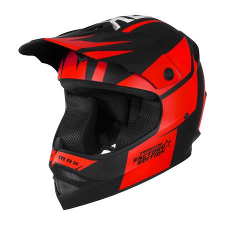 Capacete Motocross Infantil Jett Factory Edition Neon Kids - Vermelho