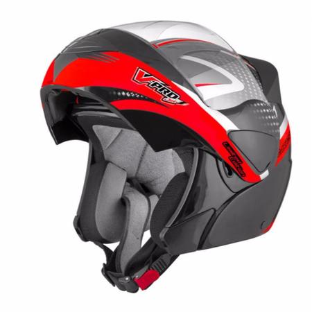 Imagem de Capacete Pro Tork V-Pro Jet 2 Carbon Escamoteável Preto e Vermelho Tamanho 62