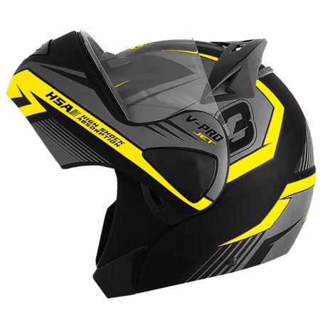 Imagem de Capacete Robocop Escamoteável V-Pro Jet 3 Preto e Amarelo Tam. 62 CAP-577CZAM Pro Tork