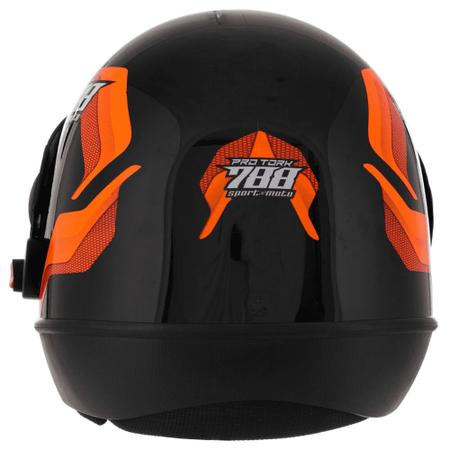 Imagem de Capacete Sport Moto 788 Preto e Laranja Tamanho 60 CAP-496LR - Pro Tork