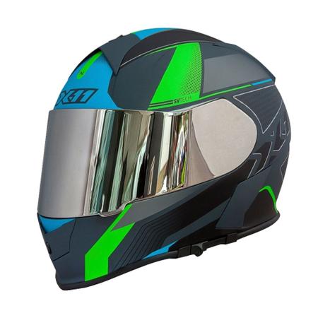 Imagem de Capacete X11 Revo Pro Flagger SV c/Viseira Extra Verde Fosco 62