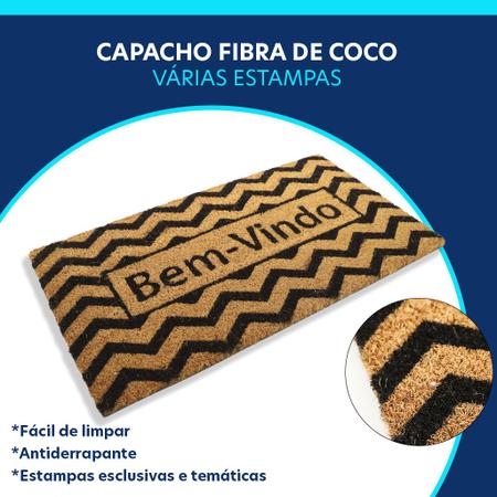 Imagem de Capacho Fibra De Coco Antiderrapante 60x33cm Com Diversos Decorativo Tapetinho De Entrada e Interior