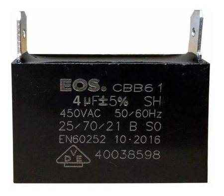 Imagem de Capacitor 4 uf Mfd 450vac +- 5% Cbb61 Para Ventilação Ar Condicionado Marca EOS D10225