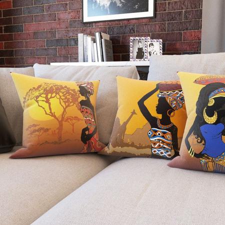 Imagem de Capas de Almofadas Decorativas Africanas Amarelas Para Sofá 40x40 - Novadecora