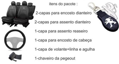 Imagem de Capas de Alto Nível: Couro para Bancos Peugeot 206 1996-2016 + Capa de Volante + Chaveiro