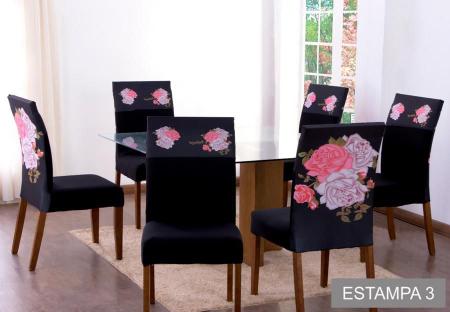 Capas Para Cadeira com Estofado 4 Lugares Diversas Estampas - Casa Império Imagem de Capas Para Cadeira com Estofado 4 Lugares Diversas Estampas