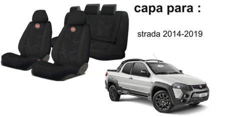 Imagem de Capas Tecido Banco Strada 2014 a 2019 + Capa Volante + Chaveiro - Conjunto