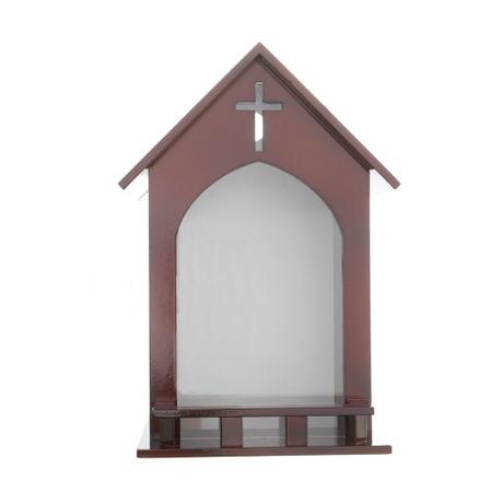 Imagem de Capela Oratório com Vidro Mogno para Imagem de Santo Grande de até 30 cm