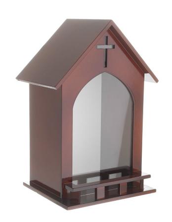 Imagem de Capela Oratório com Vidro Mogno para Imagem de Santo Grande de até 30 cm
