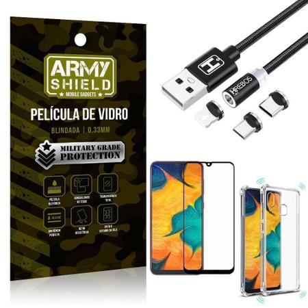 Imagem de Capinha Samsung A20 + Cabo Magnético 2M + Pelicula 3D Army