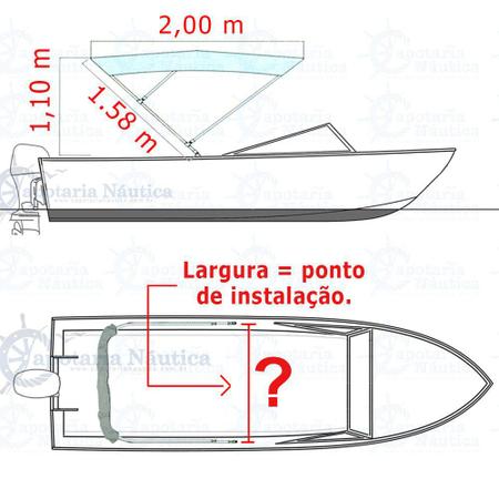 Imagem de Capota Toldo Nautico 3 Arcos 2m Comprimento P/ Lanchas, Barcos de Aluminio e Botes