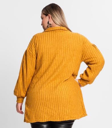 Imagem de Cardigan Plus Size Em Canelado Tricot Secret Glam Amarelo