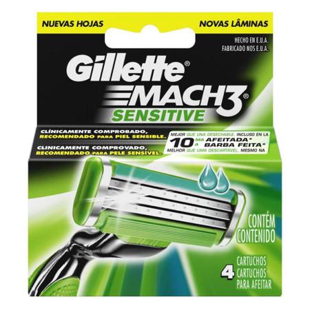 Imagem de Carga para Aparelho de Barbear Gillette Mach3 Sensitive - 4 unidades