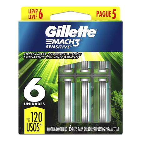 Imagem de Carga Para Lâmina De Barbear Gillette Sensitive Mach3 6 Unidades