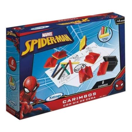 Kit Desenhos p/ Colorir + 6 Giz de Cera Homem Aranha