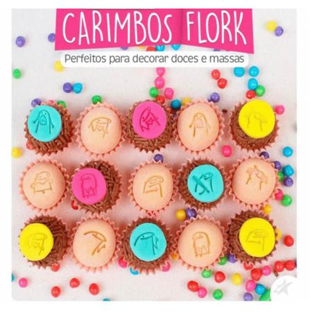 Imagem de Carimbos Marcador Brigadeiro Doces 9pçs Flork Bento Meme Blue Star