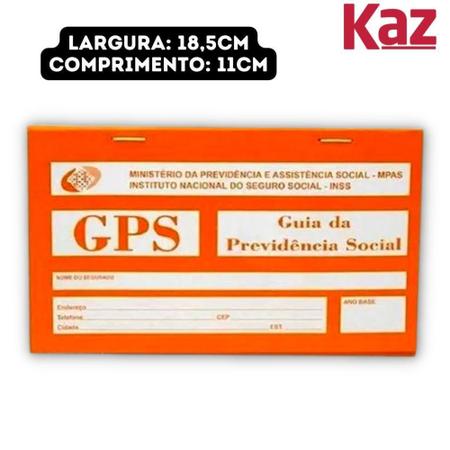 Imagem de Carnê Guia Previdência Social GPS INSS 12 Formulários Carbonados em 2 Vias Kaz - 18,5x11cm - Unidade