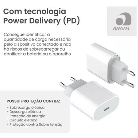 Imagem de Carregador 20W Turbo Fonte USB-C + Cabo 1M Compatível Iphone SE / X / XR/ 11 / 12/ 13 Mini Pro Max