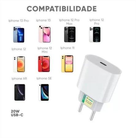 Imagem de Carregador 20W Turbo Fonte USB-C + Cabo 1M Compatível Modelo Iphone 12/ 13 - Original Inova