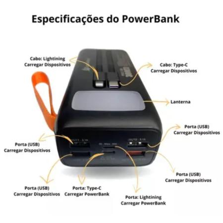Imagem de Carregador Bateria Portátil Power Bank - 30.000MAH - Carrega Celular Notbook Tablet de 6 a 12 cargas.