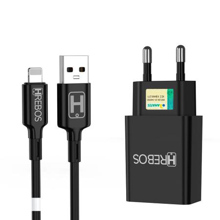 Imagem de Carregador Celular USB Hrebos Com Cabo Lightning HS-165