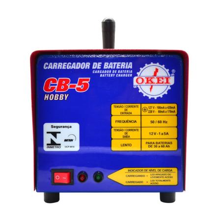 Imagem de Carregador de bateria 5A 12v CB-05 OKEI