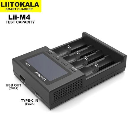 Imagem de Carregador de bateria LiitoKala Lii-M4 18650/26660 5V tipo C