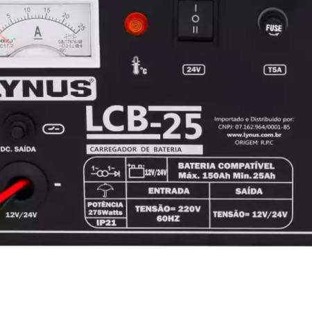 Imagem de Carregador de Baterias Portátil Lynus LCB10 - LYNUS 110V