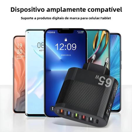 Imagem de Carregador de Parede USB 5 Portas com Tecnologia PD, QC 3.0 e 3.1A