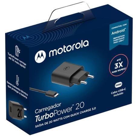 Imagem de Carregador de Tomada Motorola USB x USB-C, 20W, Preto - SJMC207-C