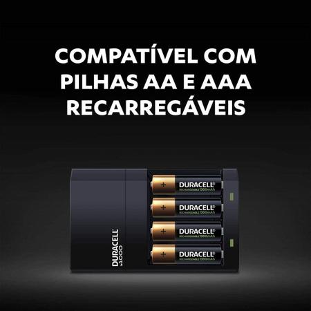 Imagem de Carregador Duracell com 4 Pilhas Rec AA + 4 pilhas AAA Rec