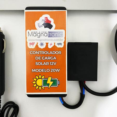 Imagem de Carregador Energia Solar Portátil Celular USB Bateria 12V 20W  2 em 1 Magnatronic Gerador Placa Solar Carga Rápida