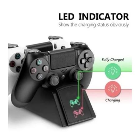 Imagem de Carregador Gamer Controle Compatível com PlayStation 4 Ps4 Base Duplo Para Playstation 4