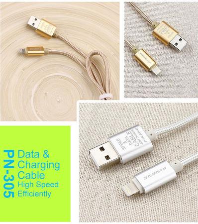 Imagem de Carregador Original Pineng Cabo de Celular USB de Carregamento Rápido Transfere Dados Nylon de 1,5m para IOS Lightning