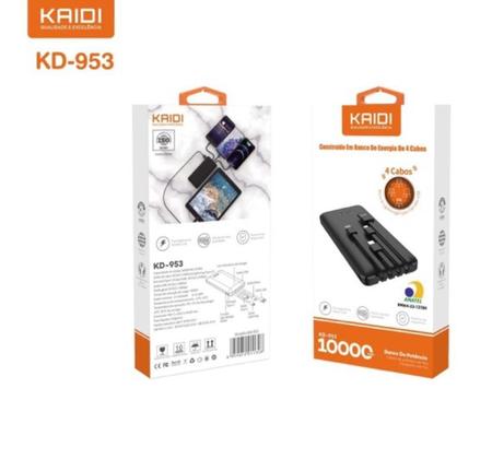 Imagem de Carregador Portatil 10000mah Power Bank Com 4 Cabos KD-953 Kaidi