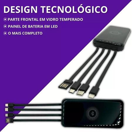 Imagem de Carregador Portátil Bateria Externa Powerbank Indução 10000mAh Sem Fio Múltiplo Rápido Turbo Fast Charger