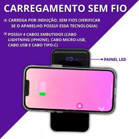 Imagem de Carregador Portátil Por Indução Powerbank 10000Mah Com Cabos